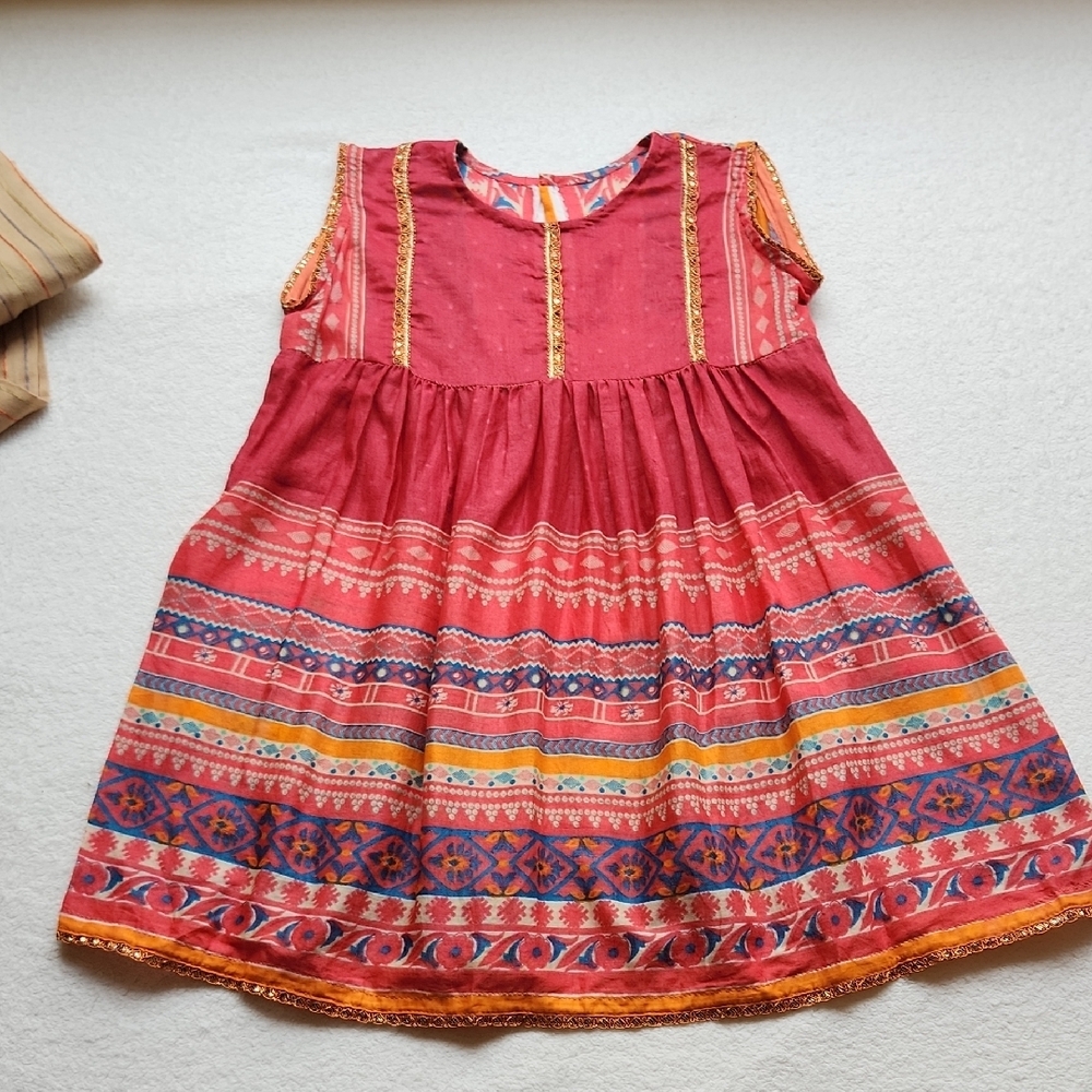 Striped Beige and Multicolor Embroidered Kurta Set - Picture 4 of 12